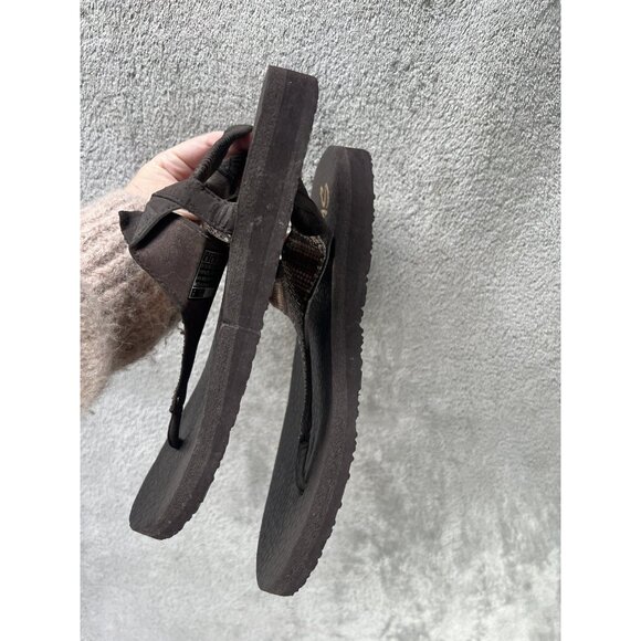 Women’s 9 Skechers Sandals Brown Gold Jeweled Meditation Sweet Rock Thong Yoga - Picture 4 of 6